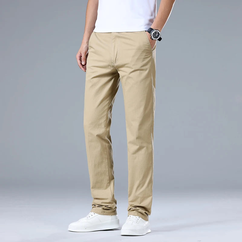 Men's Casual Trousers – Comfortable High Waist Straight Fit for Versatile Styling — fabric detail