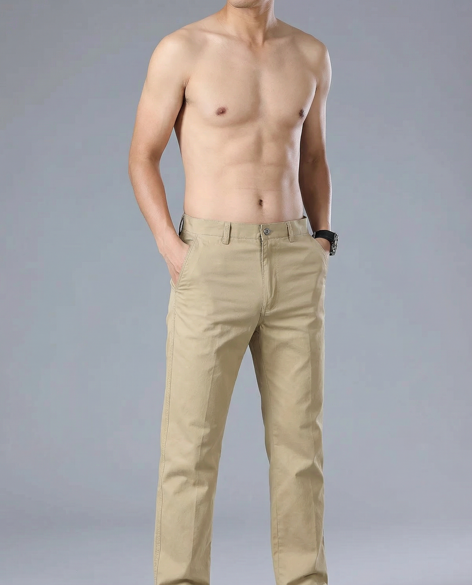 Men's Casual Trousers – Comfortable High Waist Straight Fit for Versatile Styling — side view