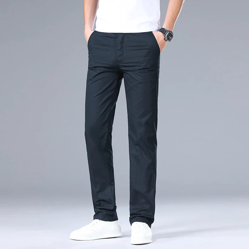 Men's Casual Trousers – Comfortable High Waist Straight Fit for Versatile Styling — styling detail