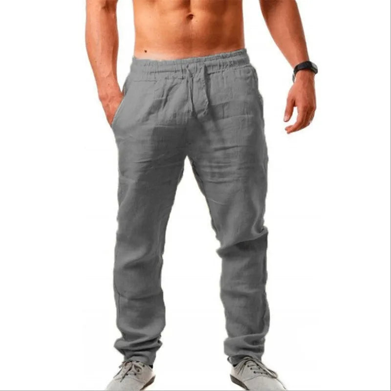 Men's Casual Trousers – Lightweight Cotton Linen for Effortless Style — back close-up