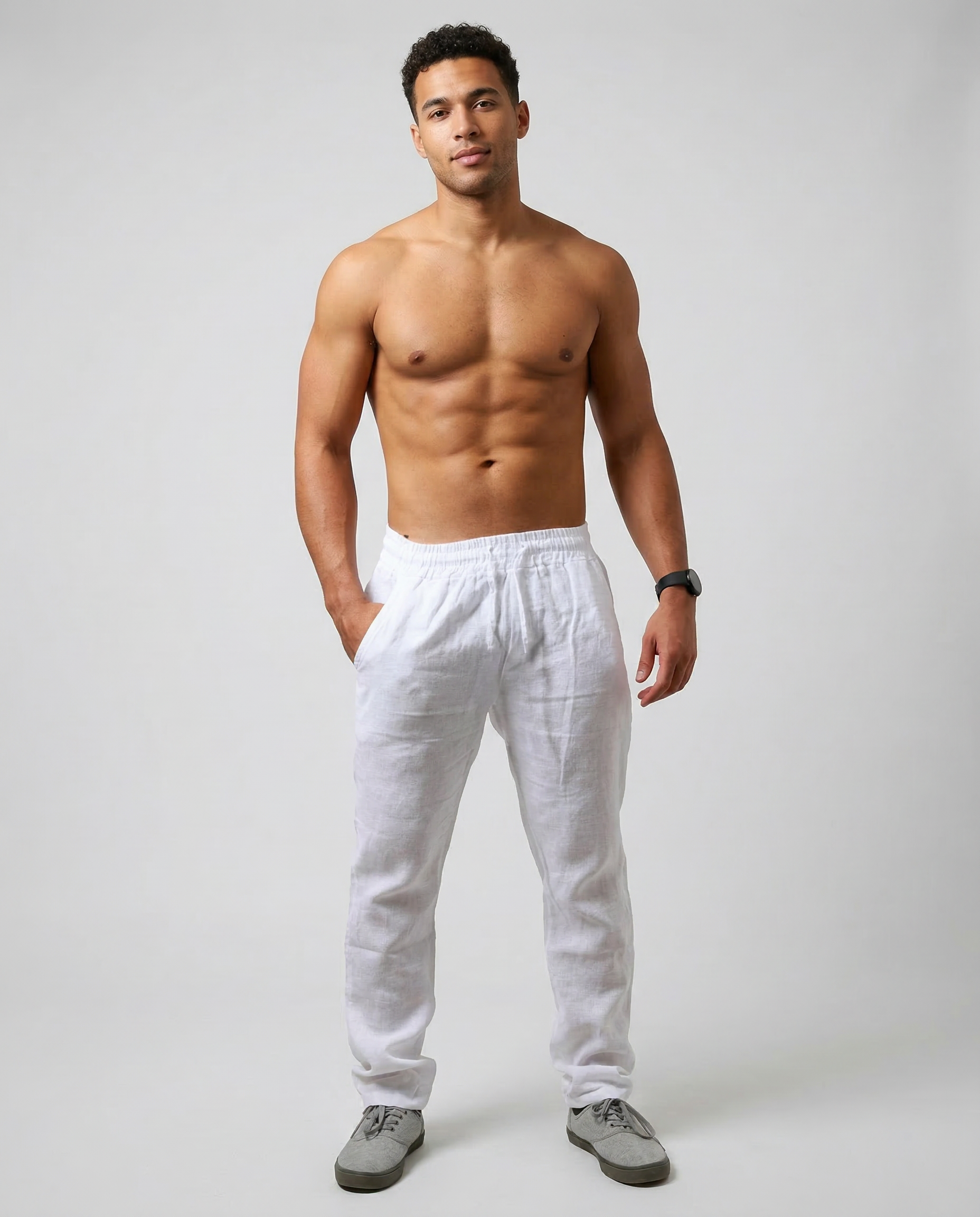 Men's Casual Trousers – Lightweight Cotton Linen for Effortless Style — back view