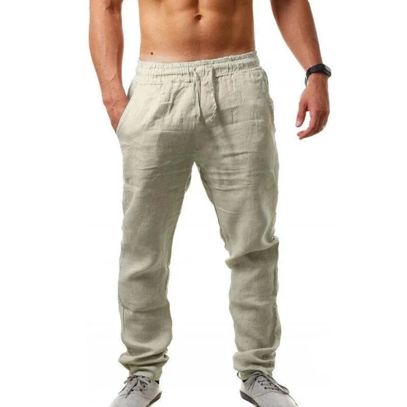 Men's Casual Trousers – Lightweight Cotton Linen for Effortless Style — fabric detail