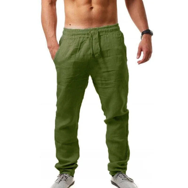 Men's Casual Trousers – Lightweight Cotton Linen for Effortless Style — front close-up