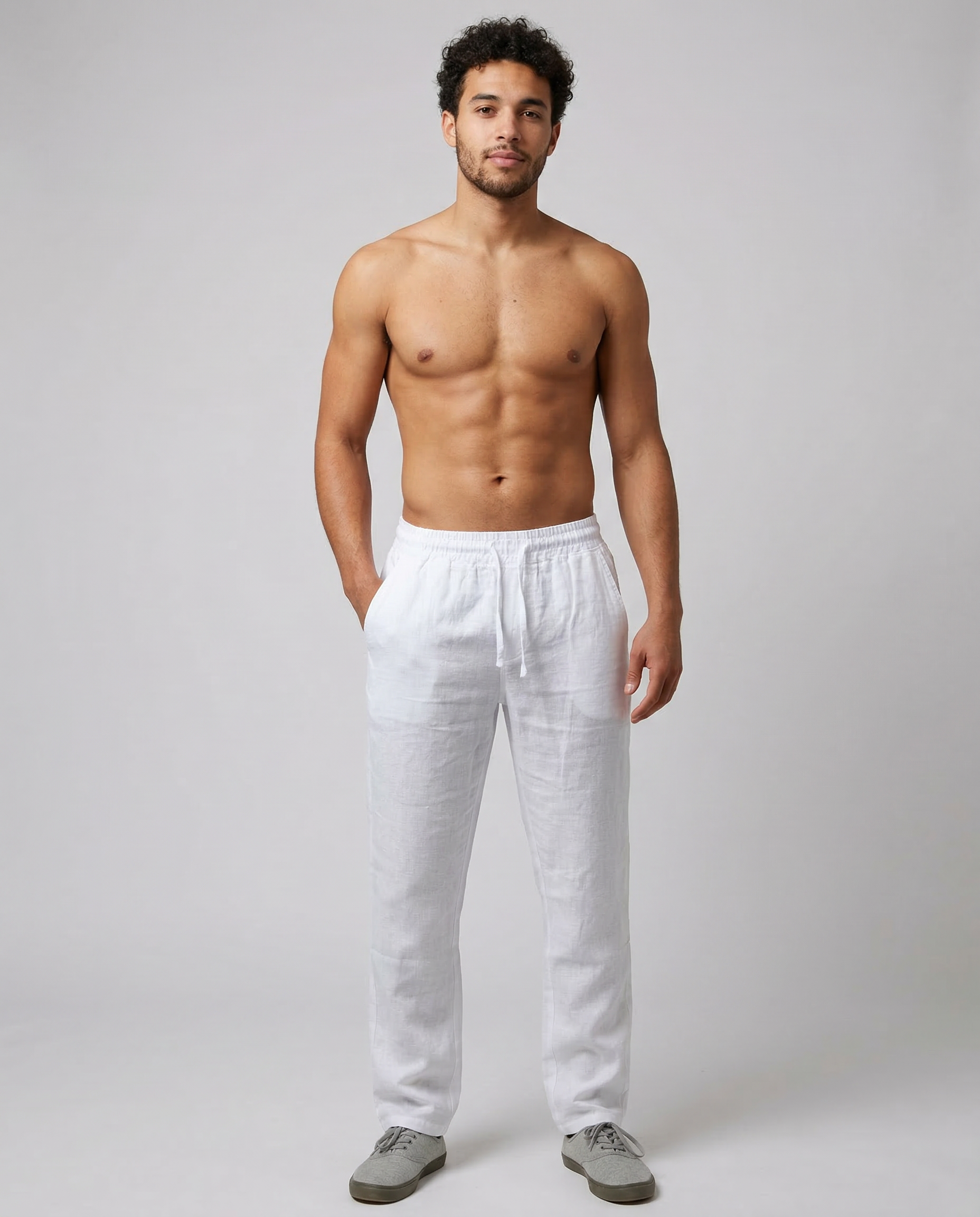 Men's Casual Trousers – Lightweight Cotton Linen for Effortless Style — model wearing