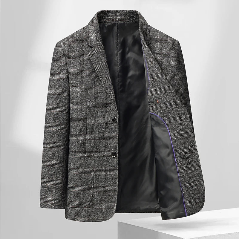 Men's Checkered Blazer – Stylish Slim Fit for Versatile Formal and Casual Wear — close-up