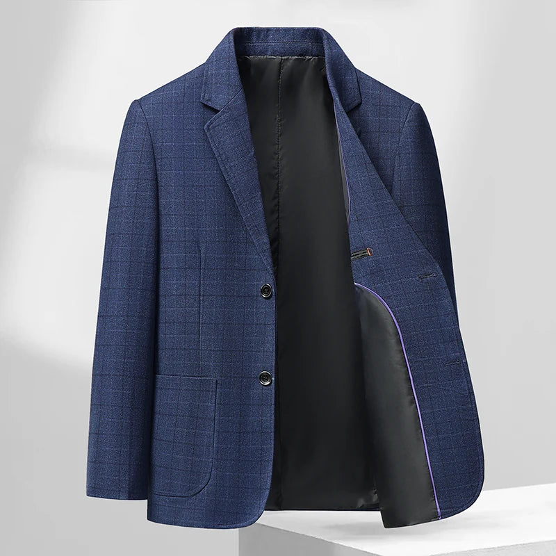 Men's Checkered Blazer – Stylish Slim Fit for Versatile Formal and Casual Wear — model wearing