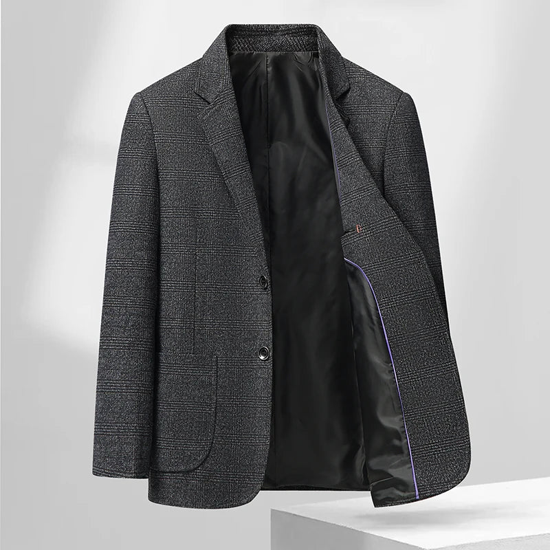 Men's Checkered Blazer – Stylish Slim Fit for Versatile Formal and Casual Wear — styling detail