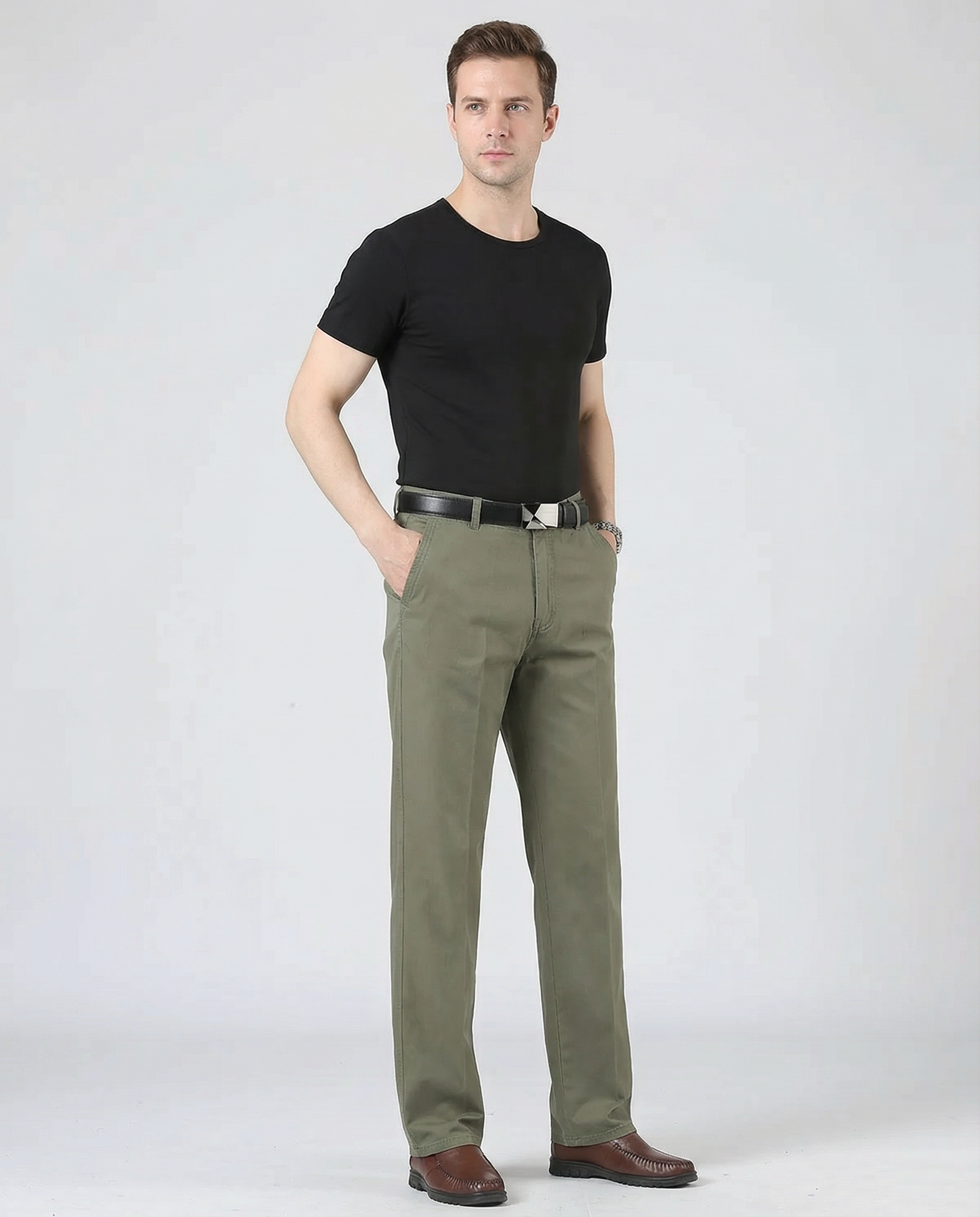 Men's Chinos – Classic Straight Fit for Versatile Autumn Style — detail view