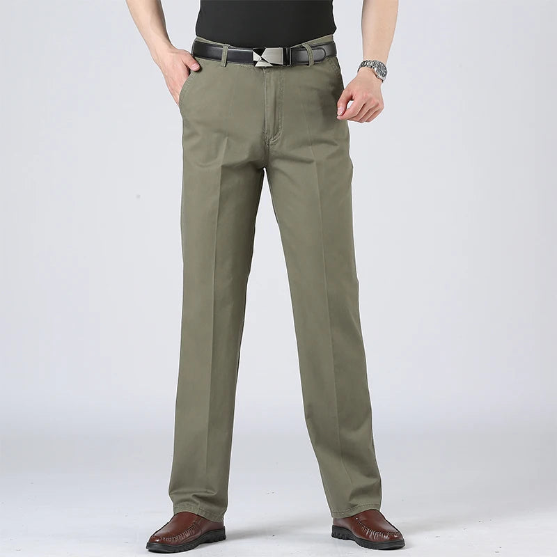 Men's Chinos – Classic Straight Fit for Versatile Autumn Style — model wearing