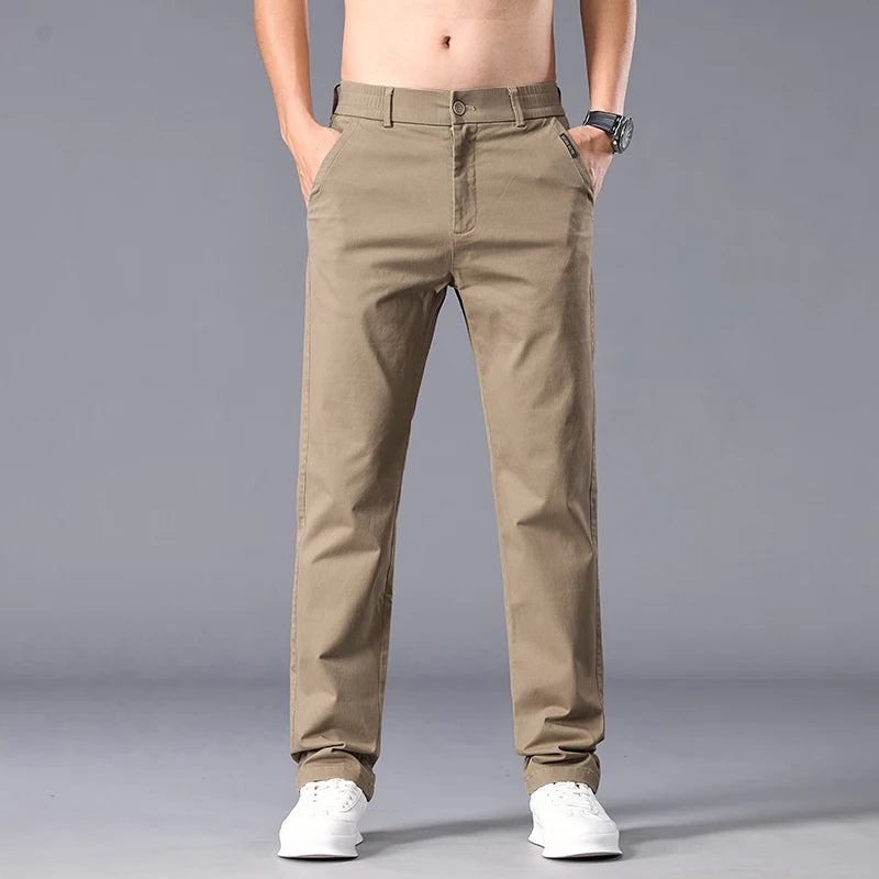 Men's Chinos – Stretchy Straight Fit for Versatile Casual Elegance — back close-up