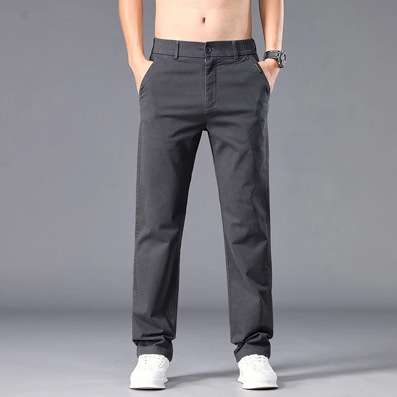 Men's Chinos – Stretchy Straight Fit for Versatile Casual Elegance — front close-up