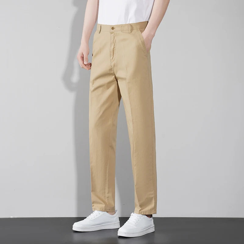 Men's Classic Chinos – High Waist Comfortable Trousers for Versatile Style — alternative angle