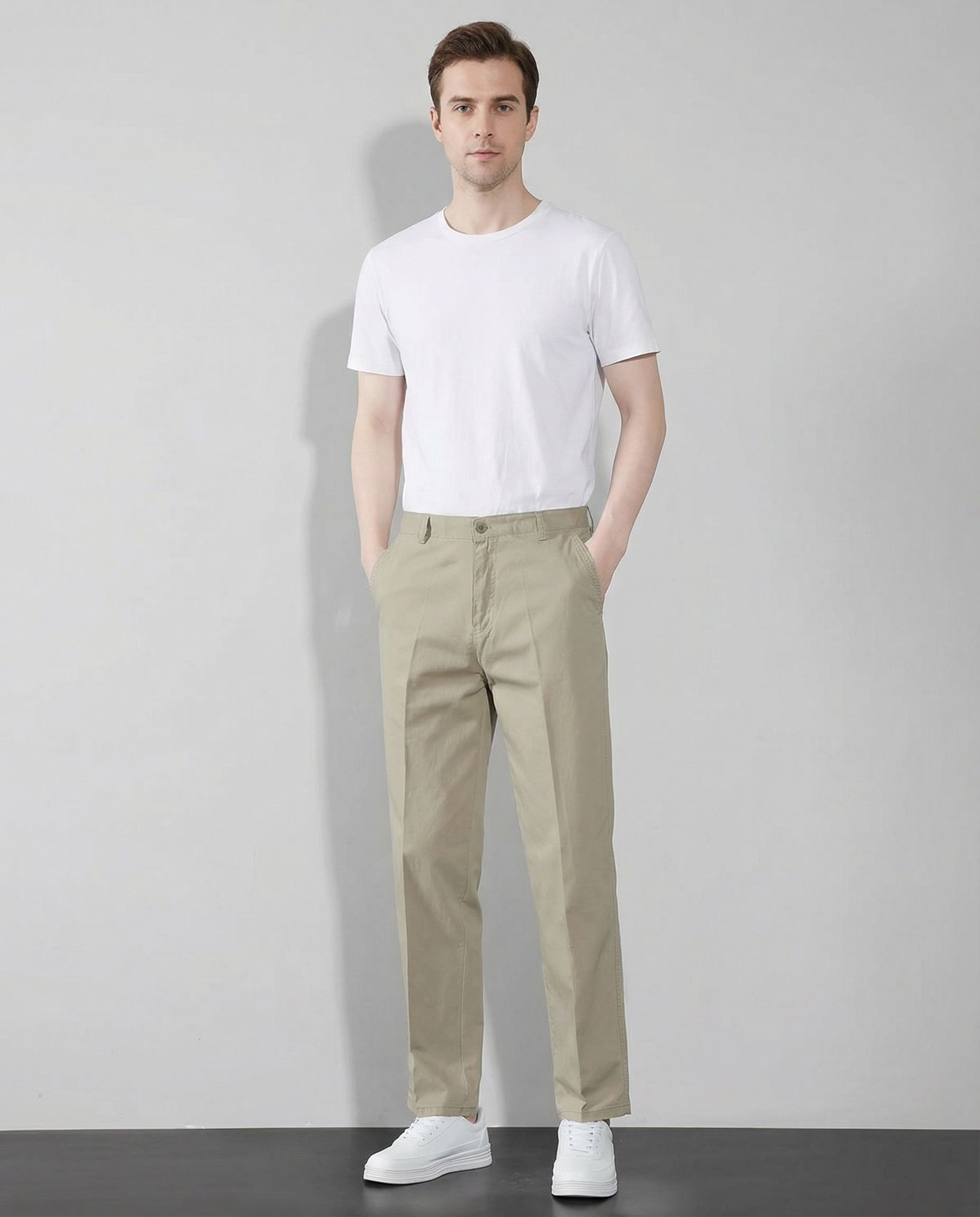 Men's Classic Chinos – High Waist Comfortable Trousers for Versatile Style — back view