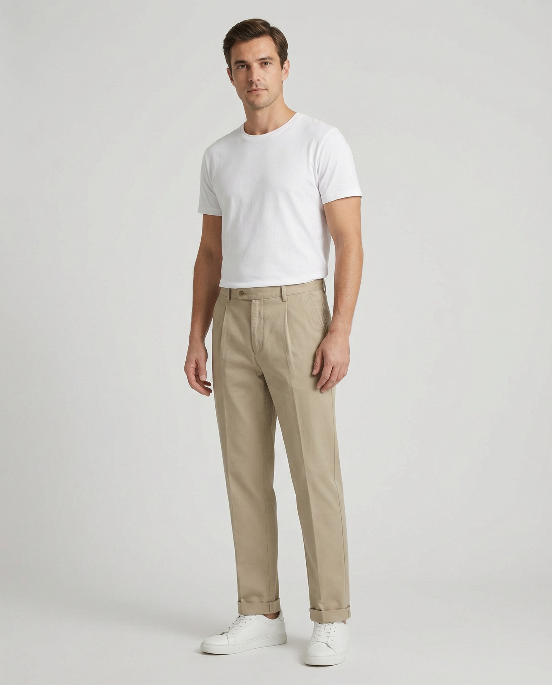Men's Classic Chinos – High Waist Comfortable Trousers for Versatile Style — detail view