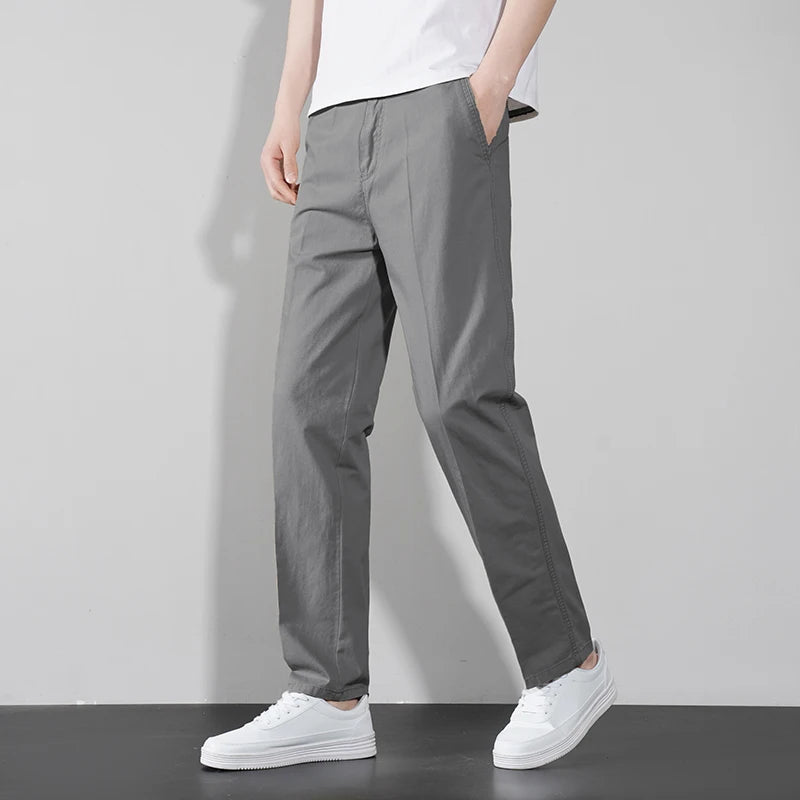 Men's Classic Chinos – High Waist Comfortable Trousers for Versatile Style — fabric detail