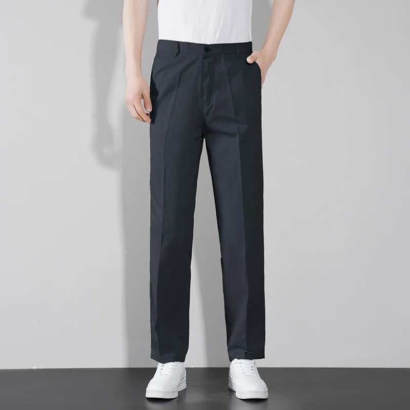 Men's Classic Chinos – High Waist Comfortable Trousers for Versatile Style — model wearing