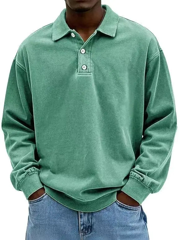 Men's Classic Long Sleeve Polo Shirt – Breathable Casual Wear for Versatile Outfits — alternative angle