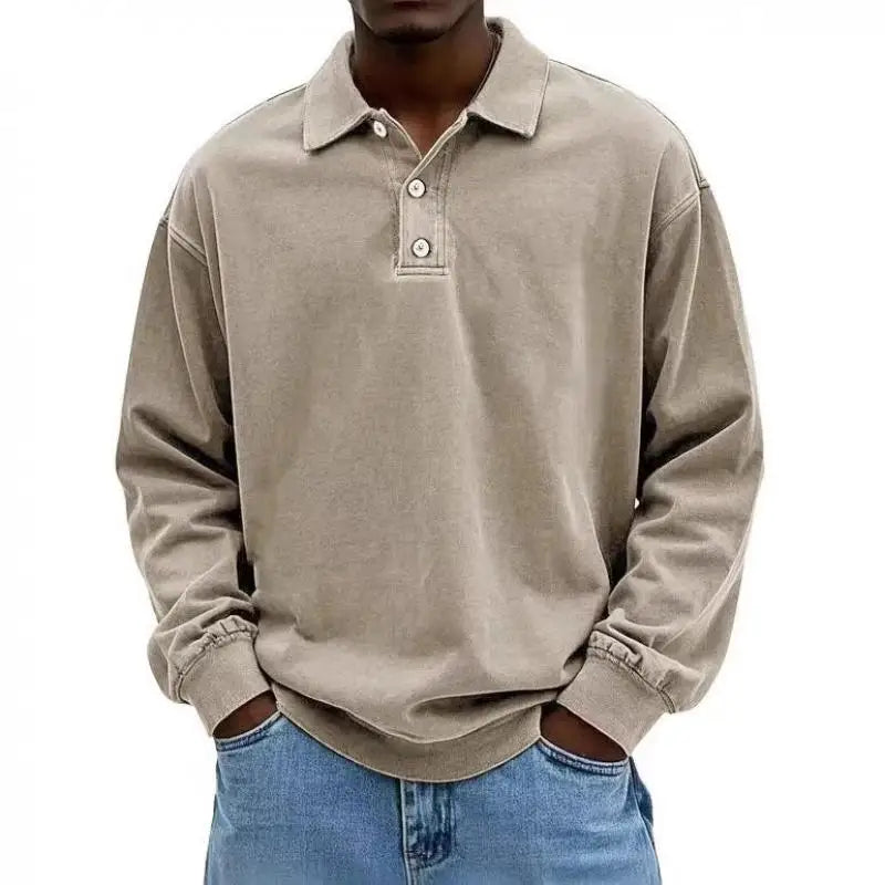 Men's Classic Long Sleeve Polo Shirt – Breathable Casual Wear for Versatile Outfits