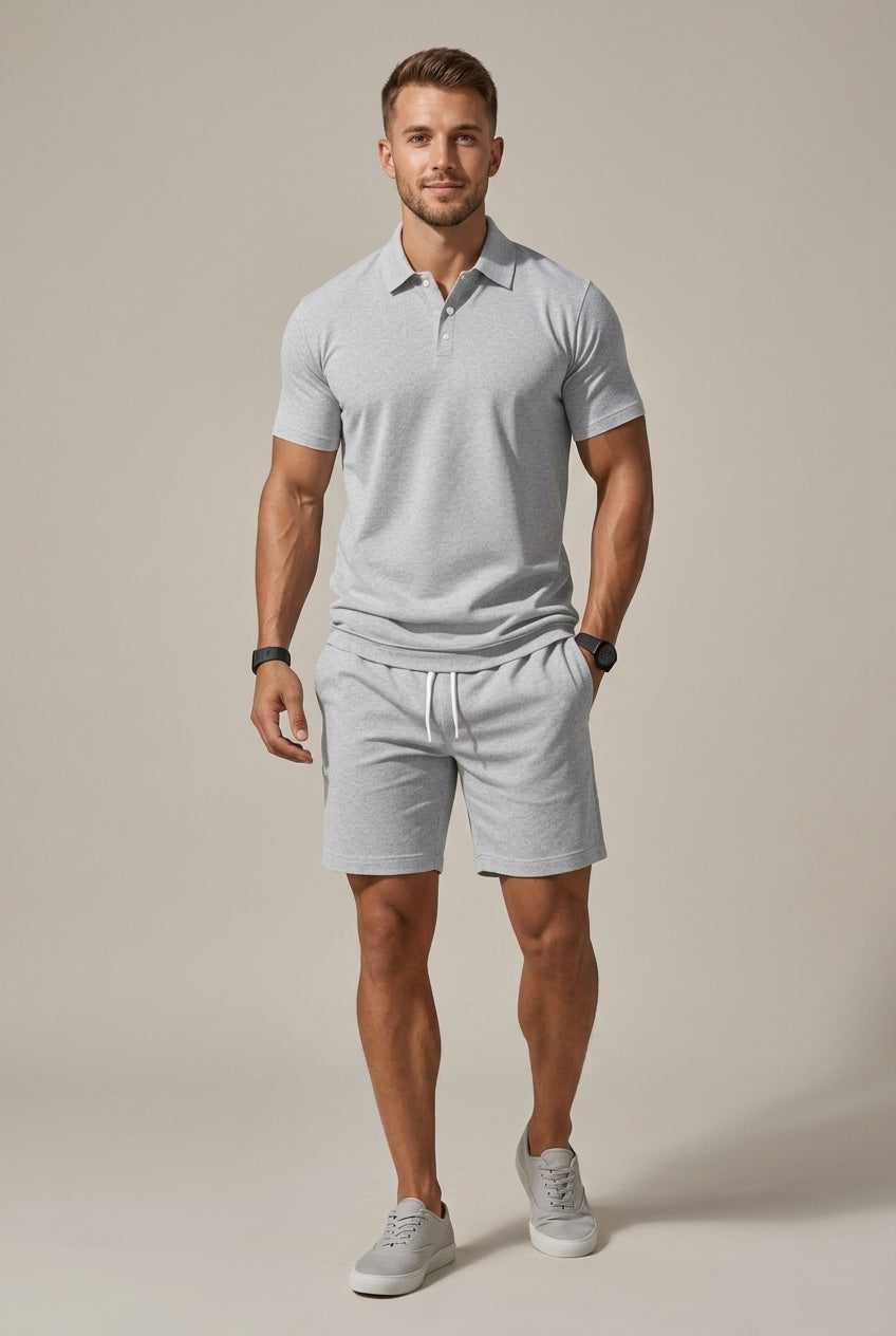 Men's Classic Short Sleeve Button Up Shirt and Relaxed Drawstring Shorts Two Piece Coordinated Set