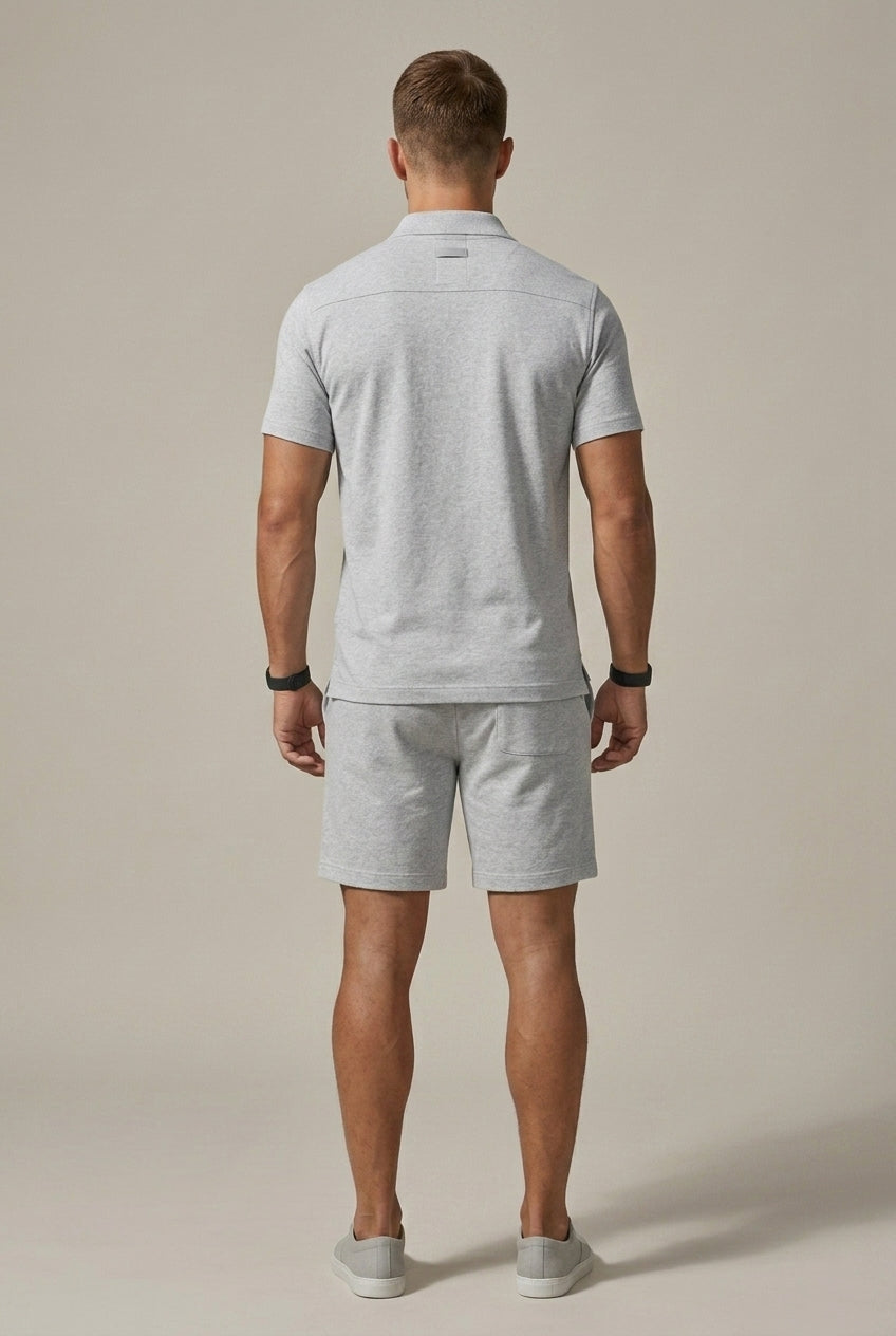 Men's Classic Short Sleeve Button Up Shirt and Relaxed Drawstring Shorts Two Piece Coordinated Set