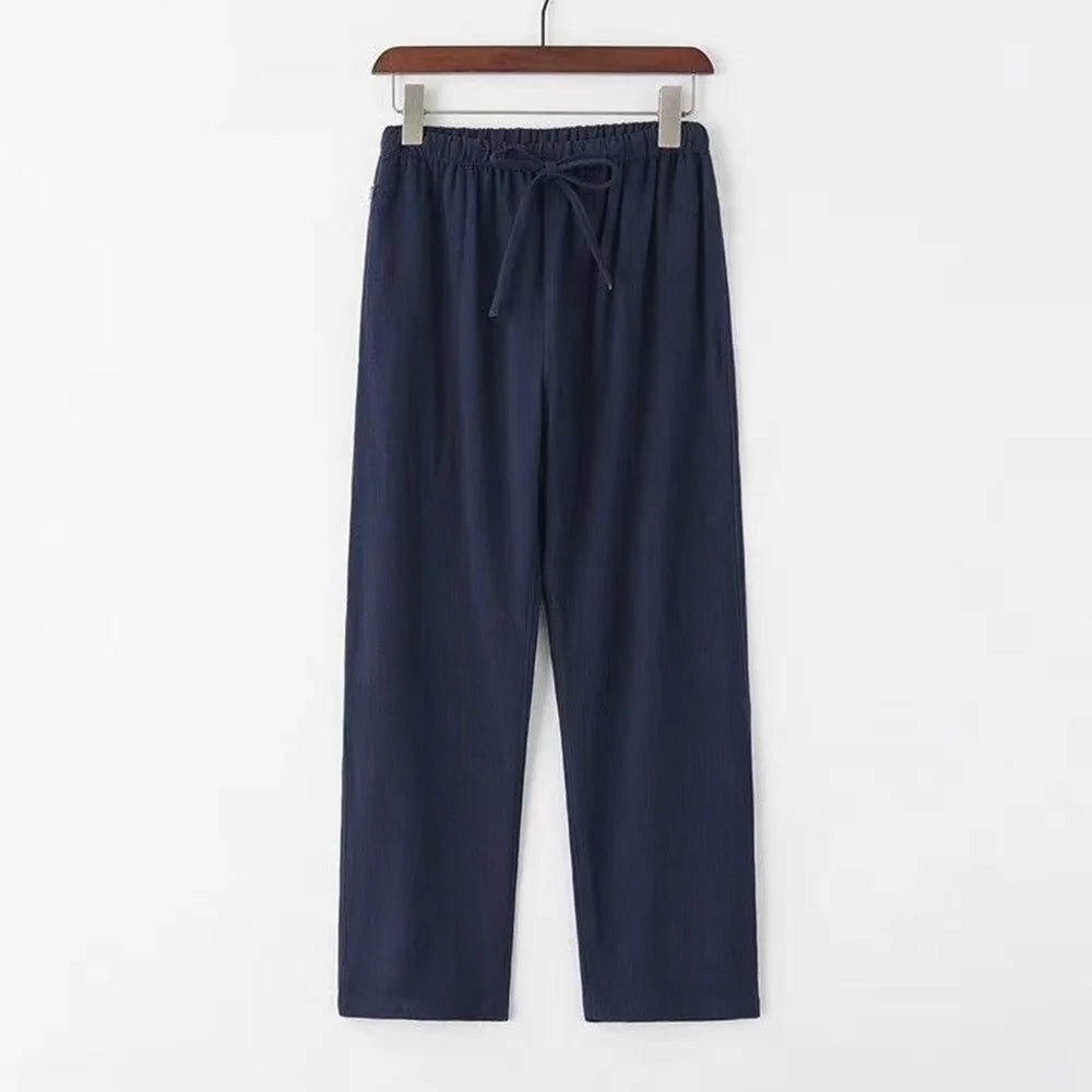 Men's Coastal Joggers – Comfortable Cotton Linen Summer Pants — close-up