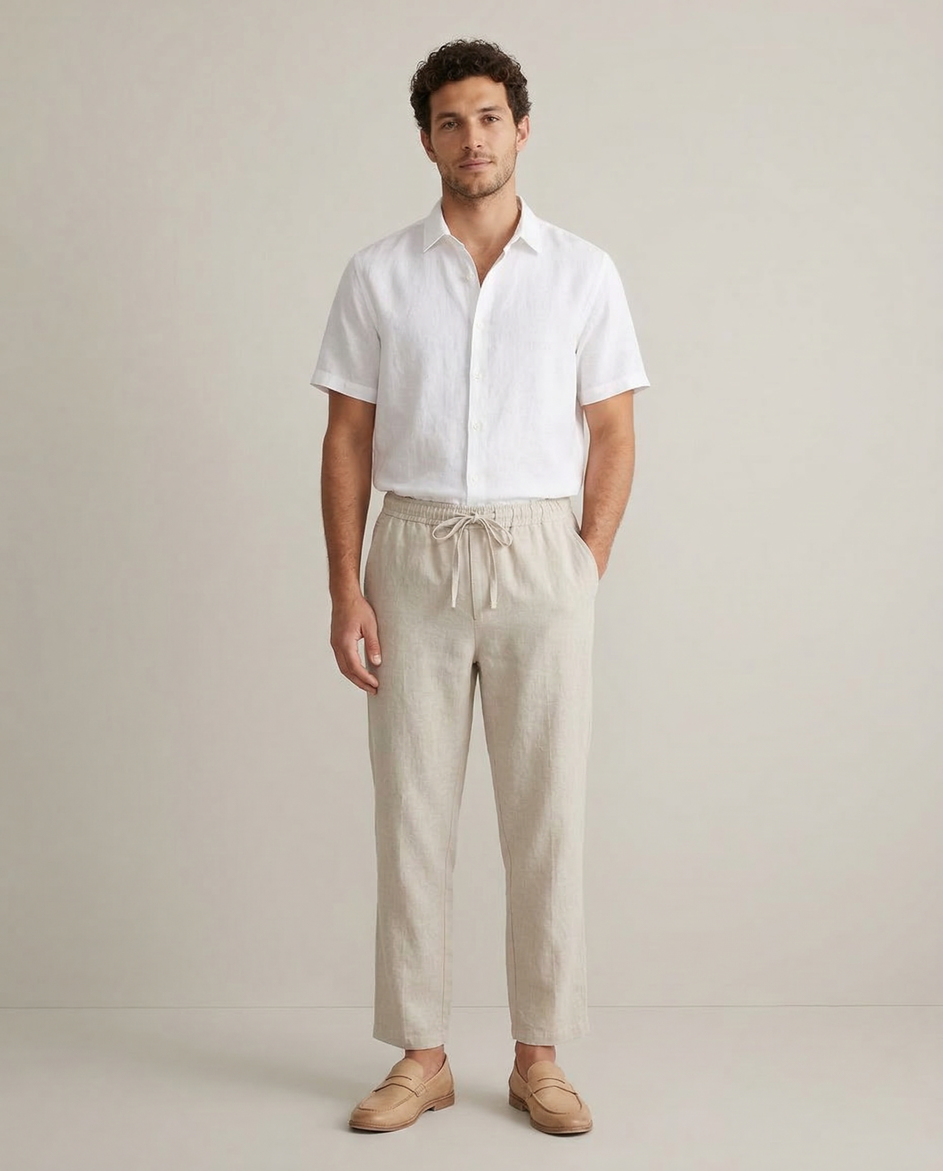 Men's Coastal Joggers – Comfortable Cotton Linen Summer Pants — detail view