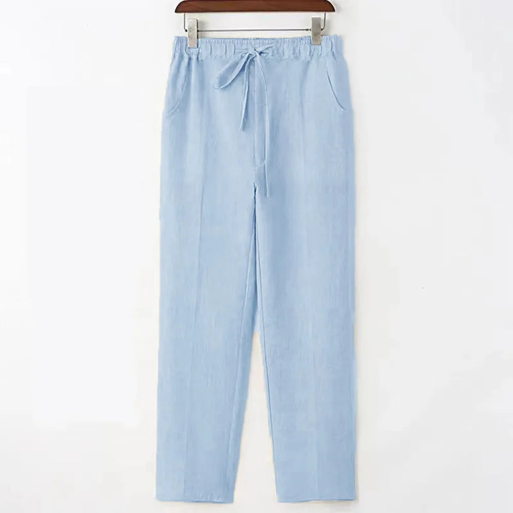 Men's Coastal Joggers – Comfortable Cotton Linen Summer Pants — fabric detail