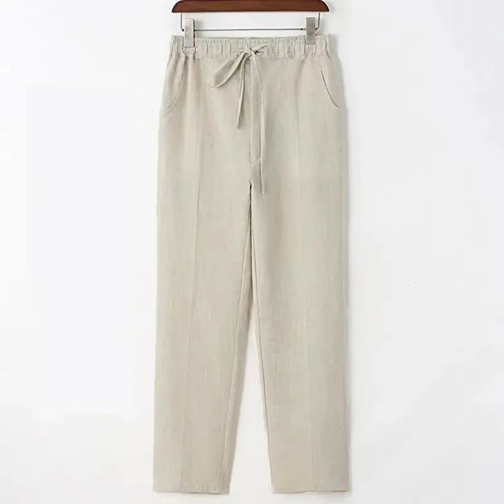 Men's Coastal Joggers – Comfortable Cotton Linen Summer Pants — model wearing