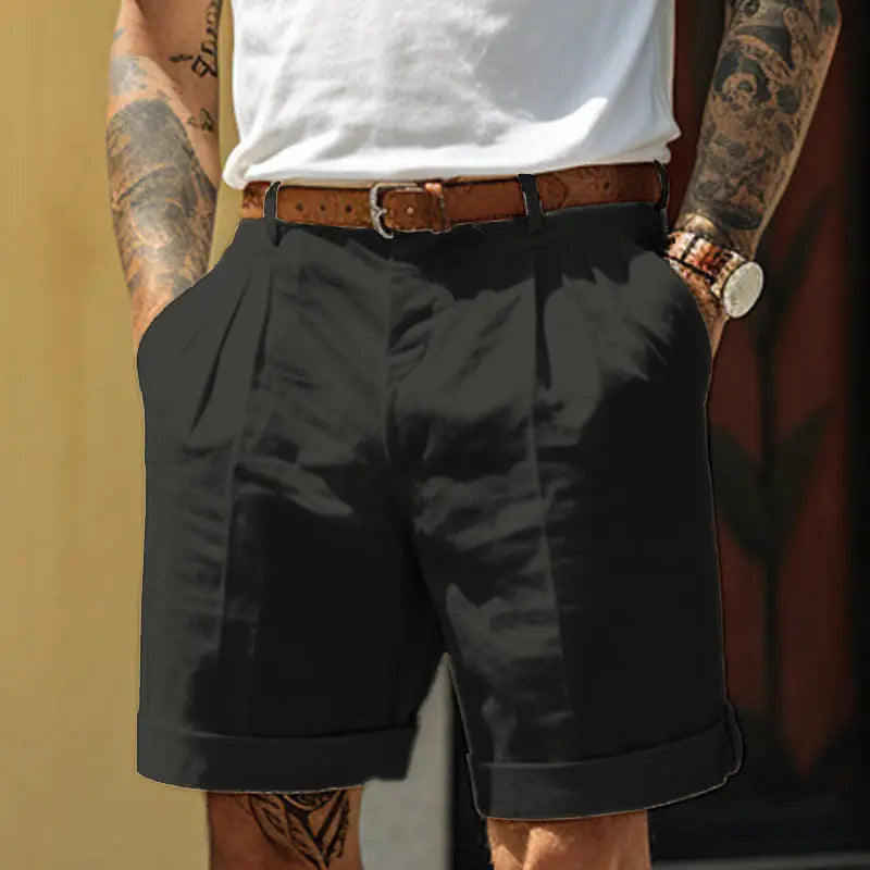 Men's Cotton-Linen Shorts – Breathable Casual Beachwear — back view