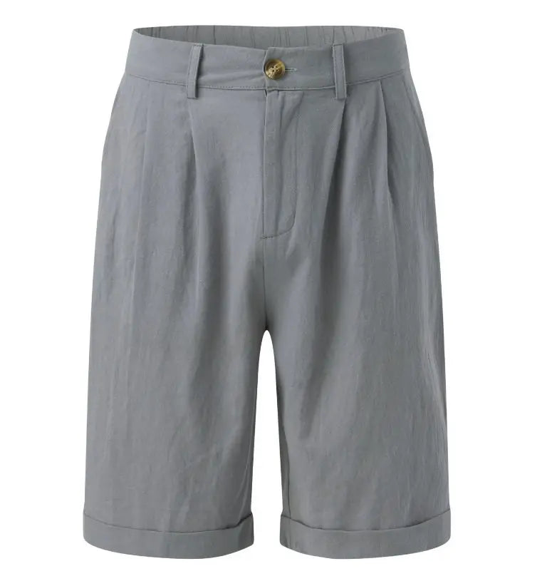 Men's Cotton-Linen Shorts – Breathable Casual Beachwear — close-up