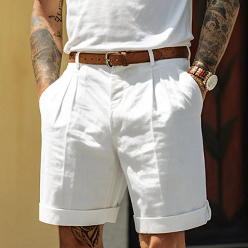 Men's Cotton-Linen Shorts – Breathable Casual Beachwear — side view
