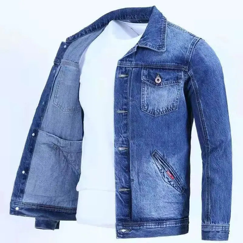 Men's Denim Jacket – Stylish Loose Fit for Year-Round Wear — close-up