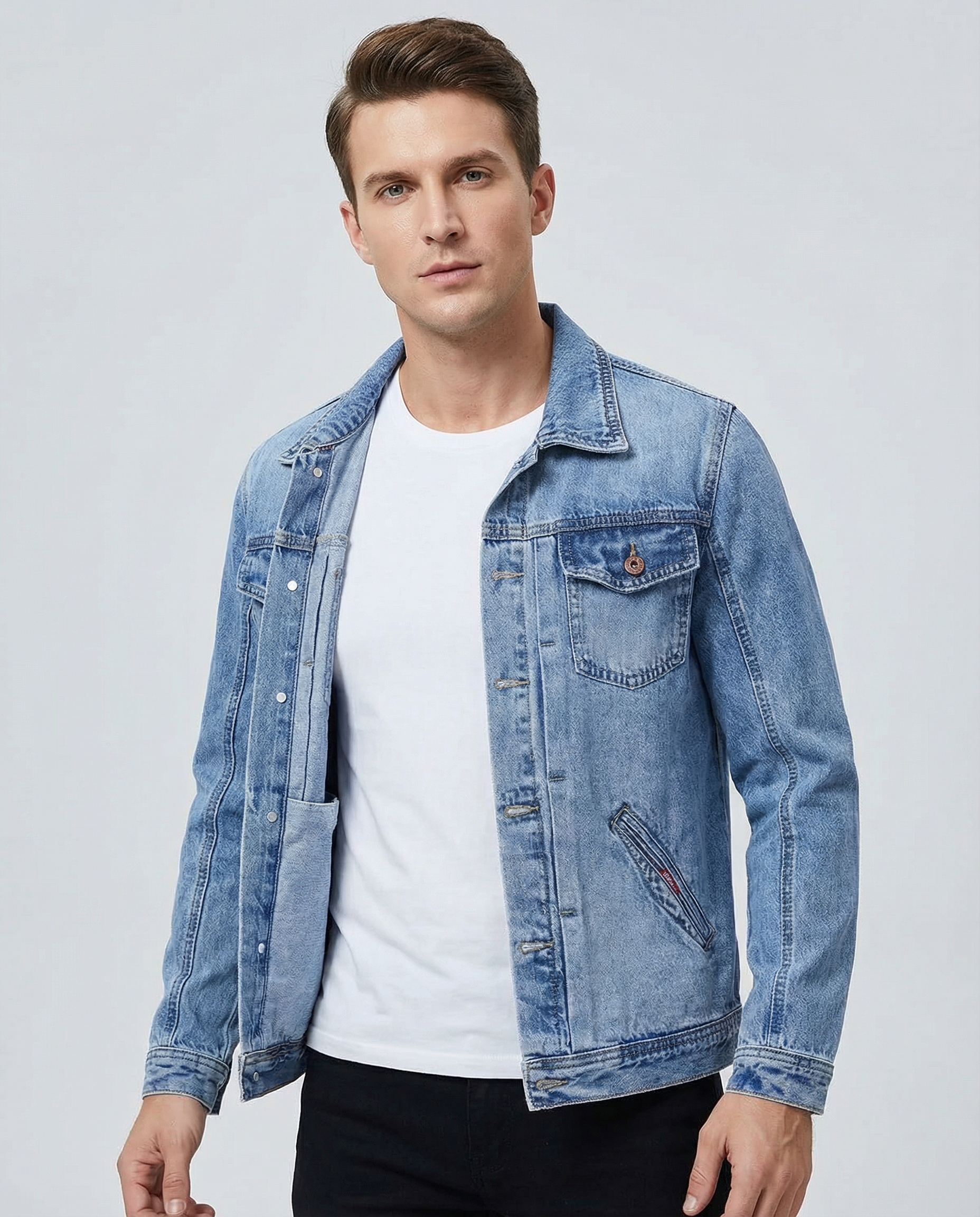 Men's Denim Jacket – Stylish Loose Fit for Year-Round Wear — side view