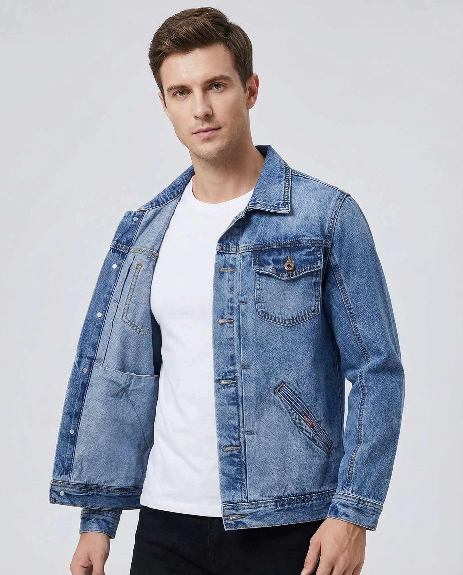 Men's Denim Jacket – Stylish Loose Fit for Year-Round Wear