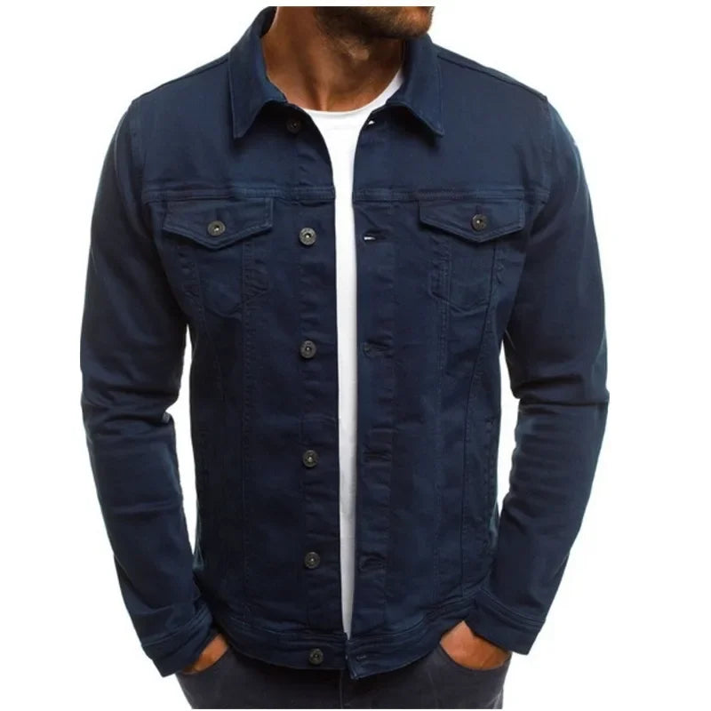Men's Denim Jacket – Stylish Multi-Pocket Casual Wear for Versatile Outings — alternative angle
