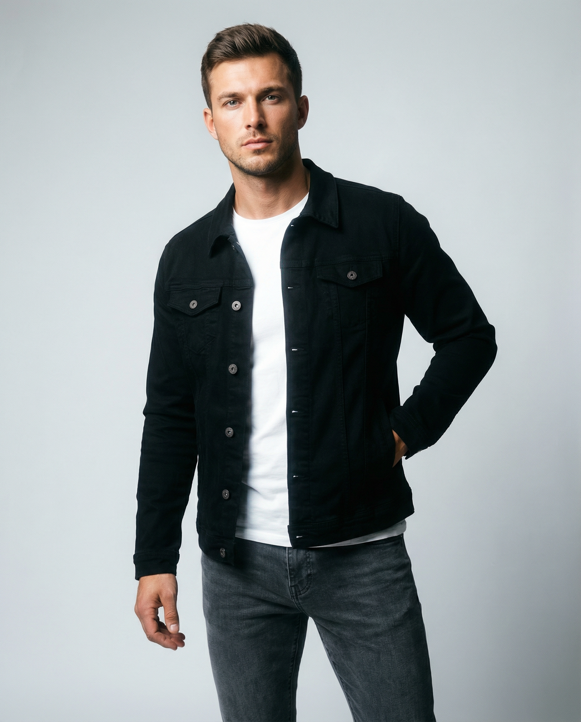 Men's Denim Jacket – Stylish Multi-Pocket Casual Wear for Versatile Outings — back view