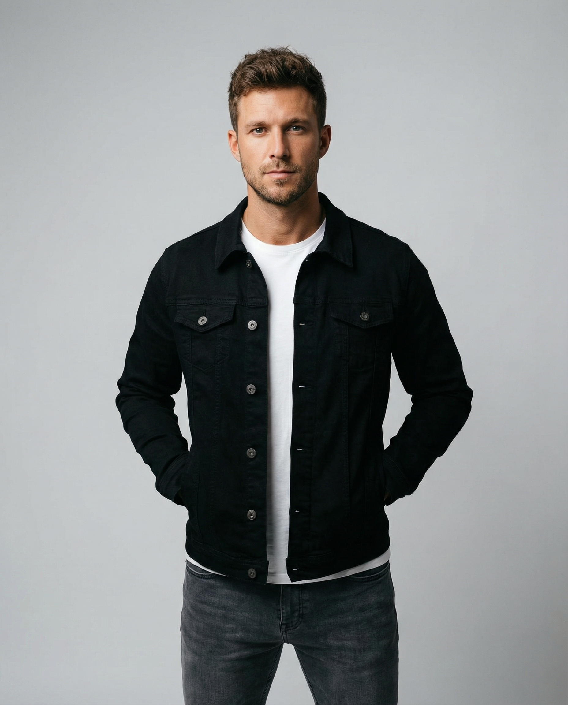 Men's Denim Jacket – Stylish Multi-Pocket Casual Wear for Versatile Outings — detail view