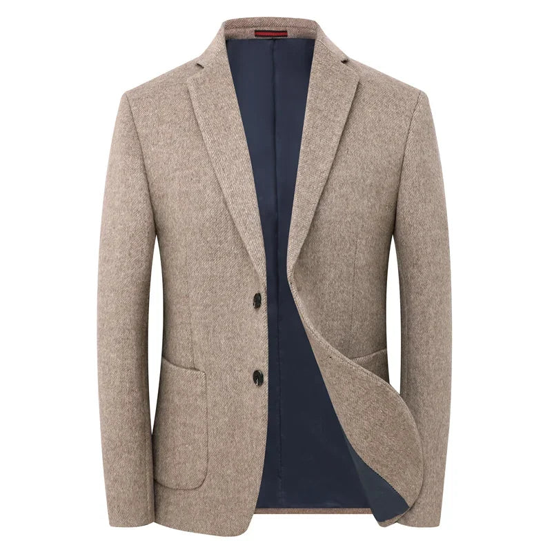Men's Designer Blazer – Stylish Single Breasted Wool Jacket for Business and Casual Wear — back view