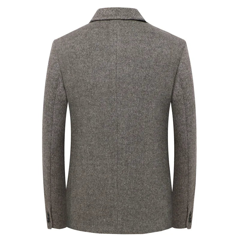 Men's Designer Blazer – Stylish Single Breasted Wool Jacket for Business and Casual Wear — model wearing
