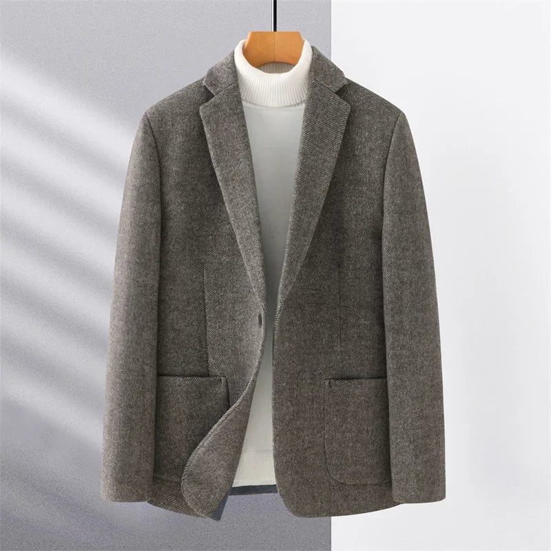 Men's Designer Blazer – Stylish Single Breasted Wool Jacket for Business and Casual Wear — side view