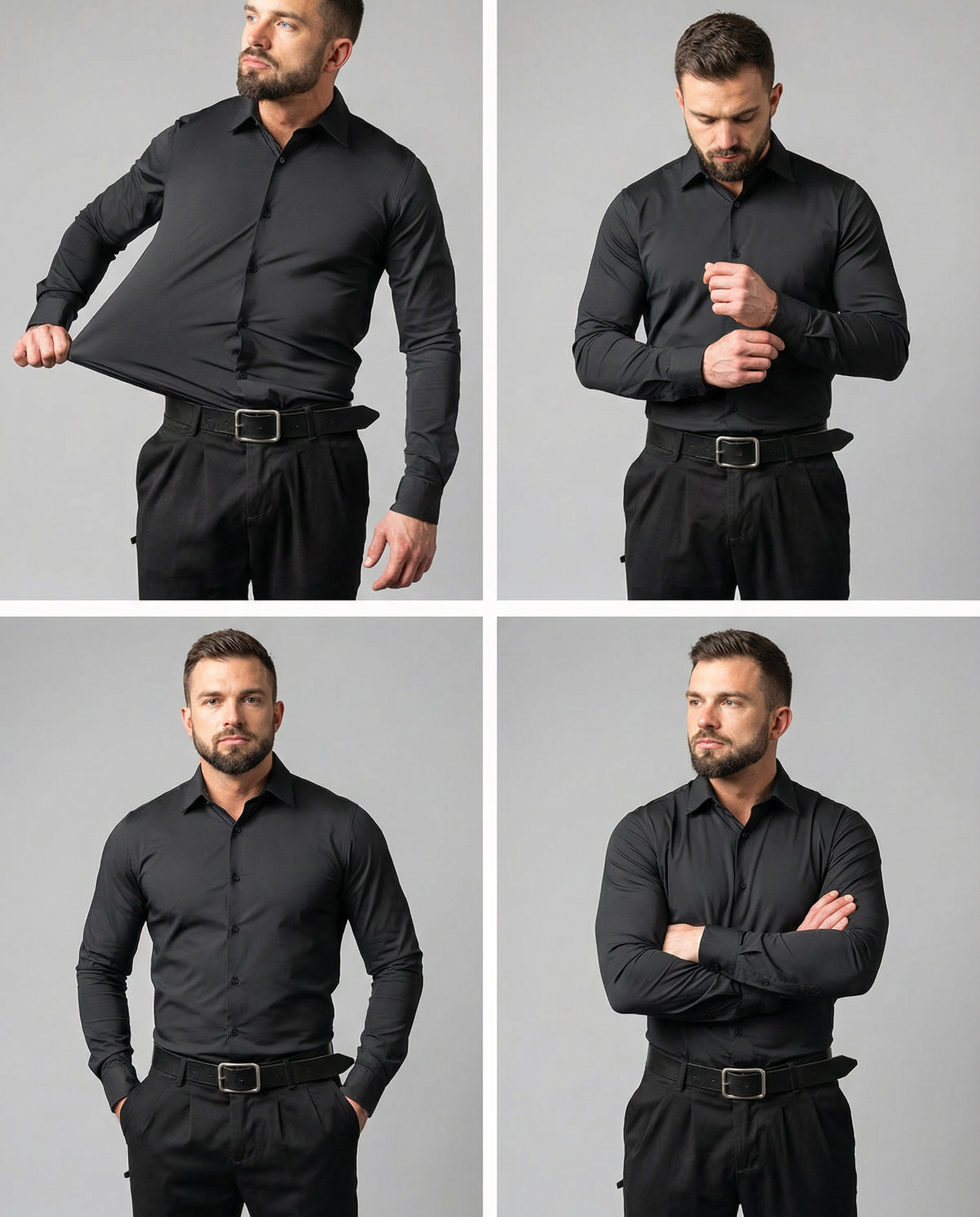 Men's Dress Shirt – Non-Iron Elastic Work Attire for Professional Comfort — back view