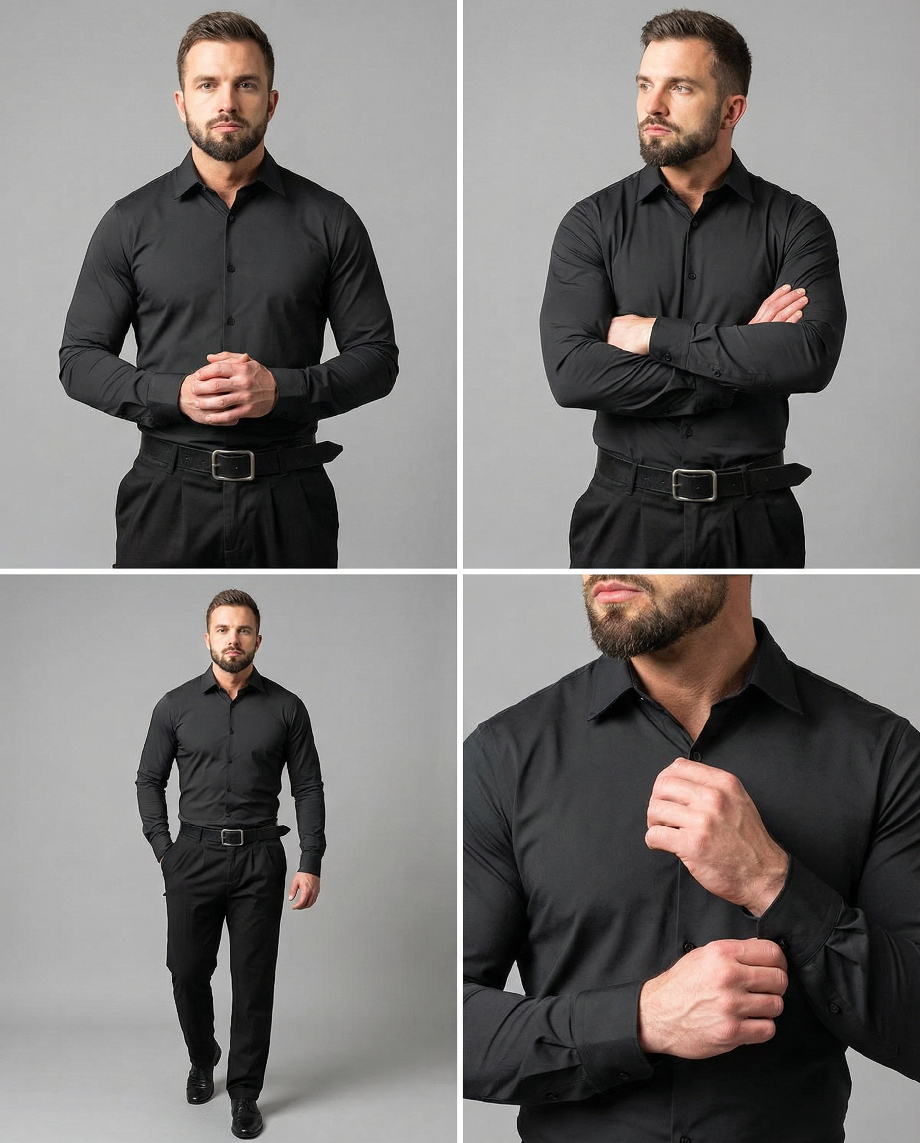 Men's Dress Shirt – Non-Iron Elastic Work Attire for Professional Comfort — detail view