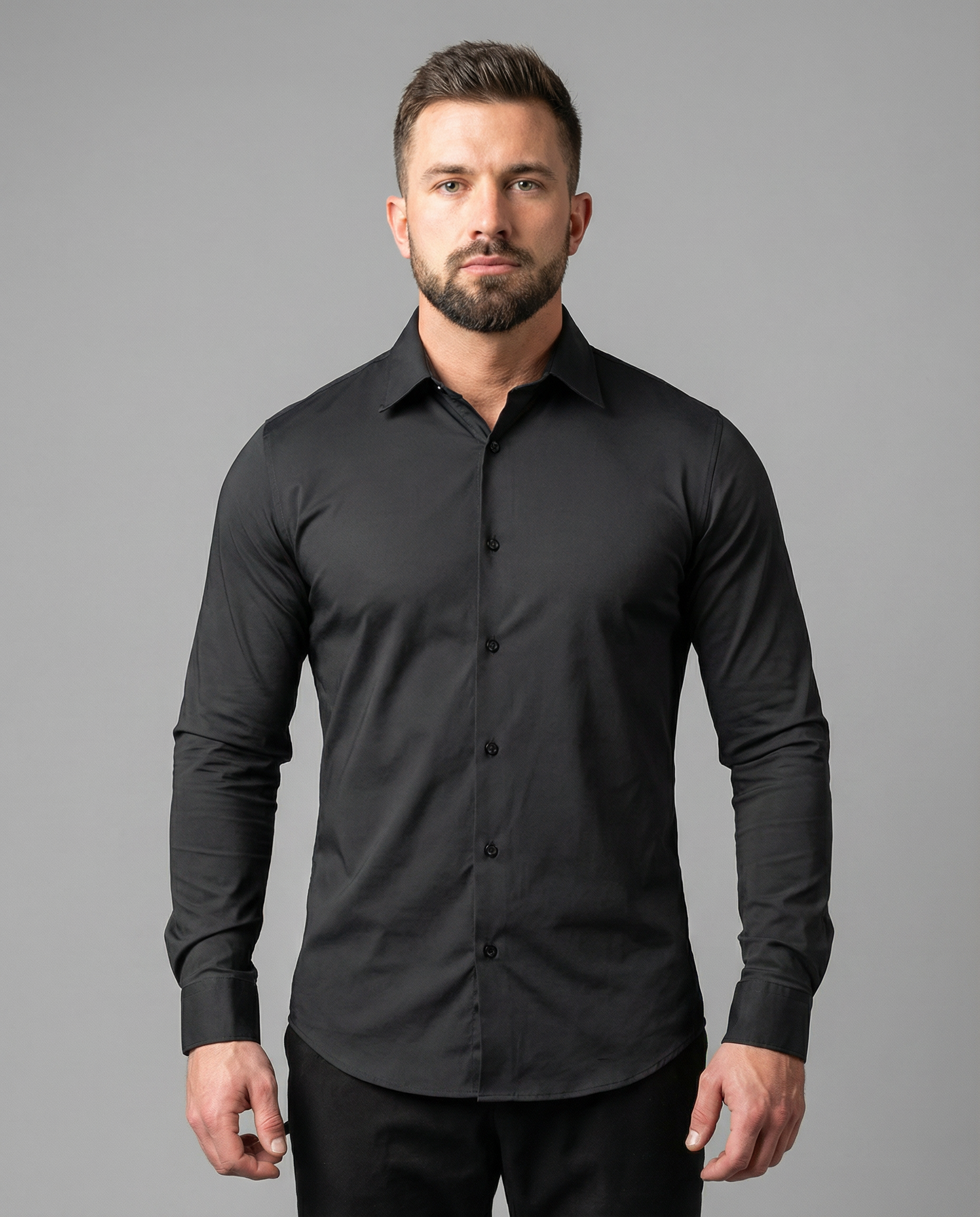 Men's Dress Shirt – Non-Iron Elastic Work Attire for Professional Comfort — side view