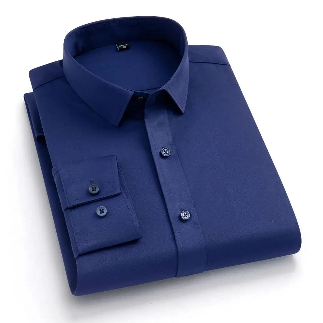Men's Dress Shirt – Non-Iron Elastic Work Attire for Professional Comfort — styling detail