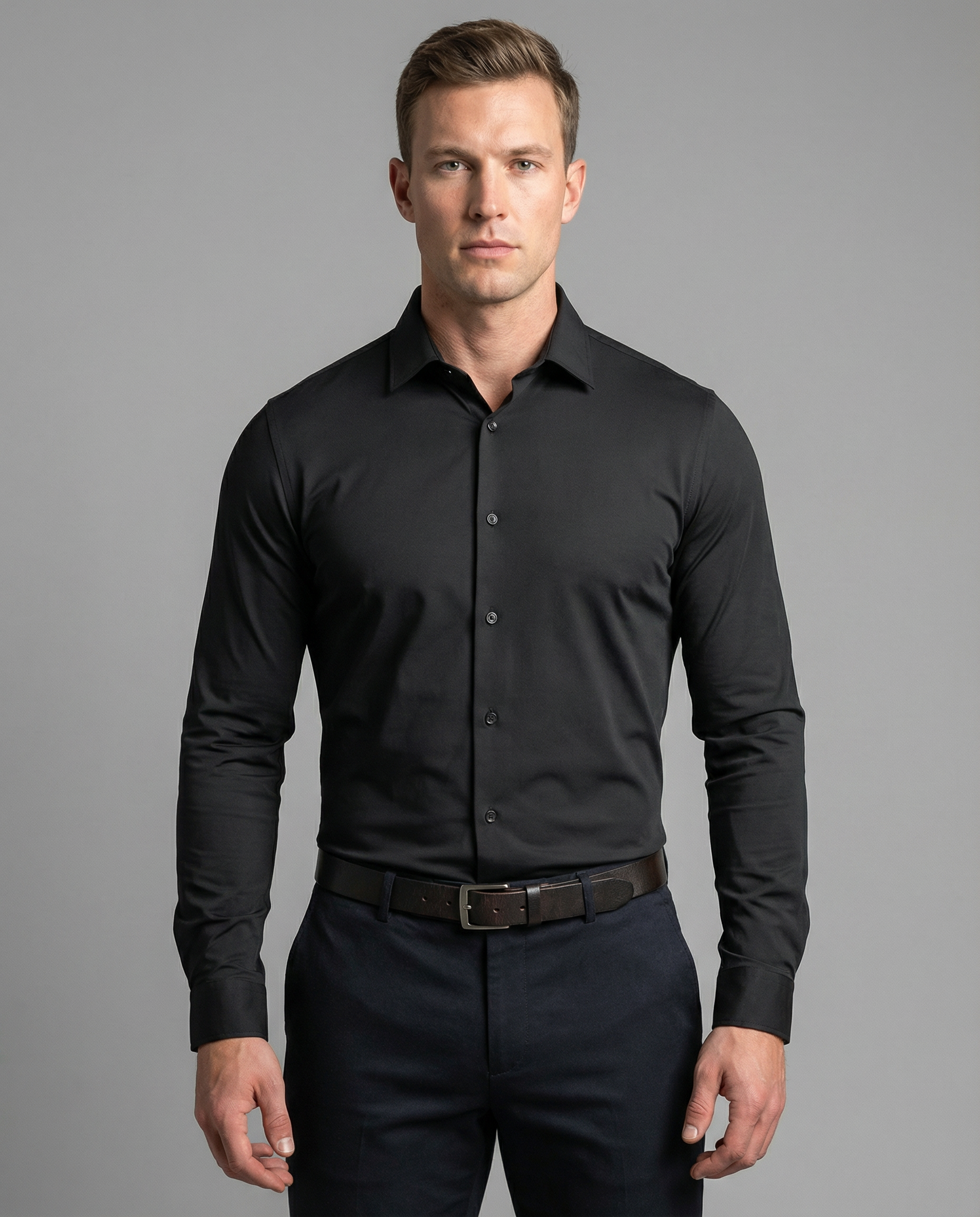 Men's Dress Shirt – Non-Iron Elastic Work Attire for Professional Comfort