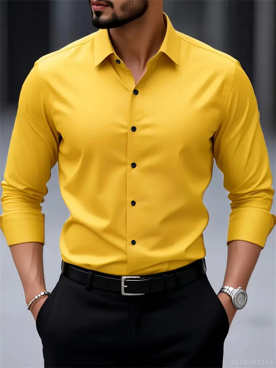 Men's Dress Shirt – Slim Fit Wrinkle-Free Essential for Professional Wear — alternative angle