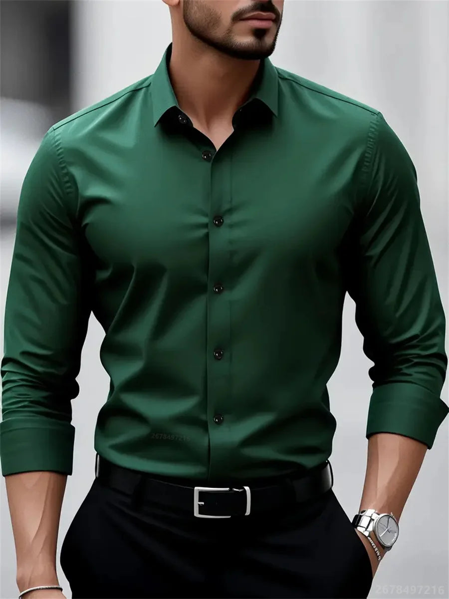 Men's Dress Shirt – Slim Fit Wrinkle-Free Essential for Professional Wear — close-up