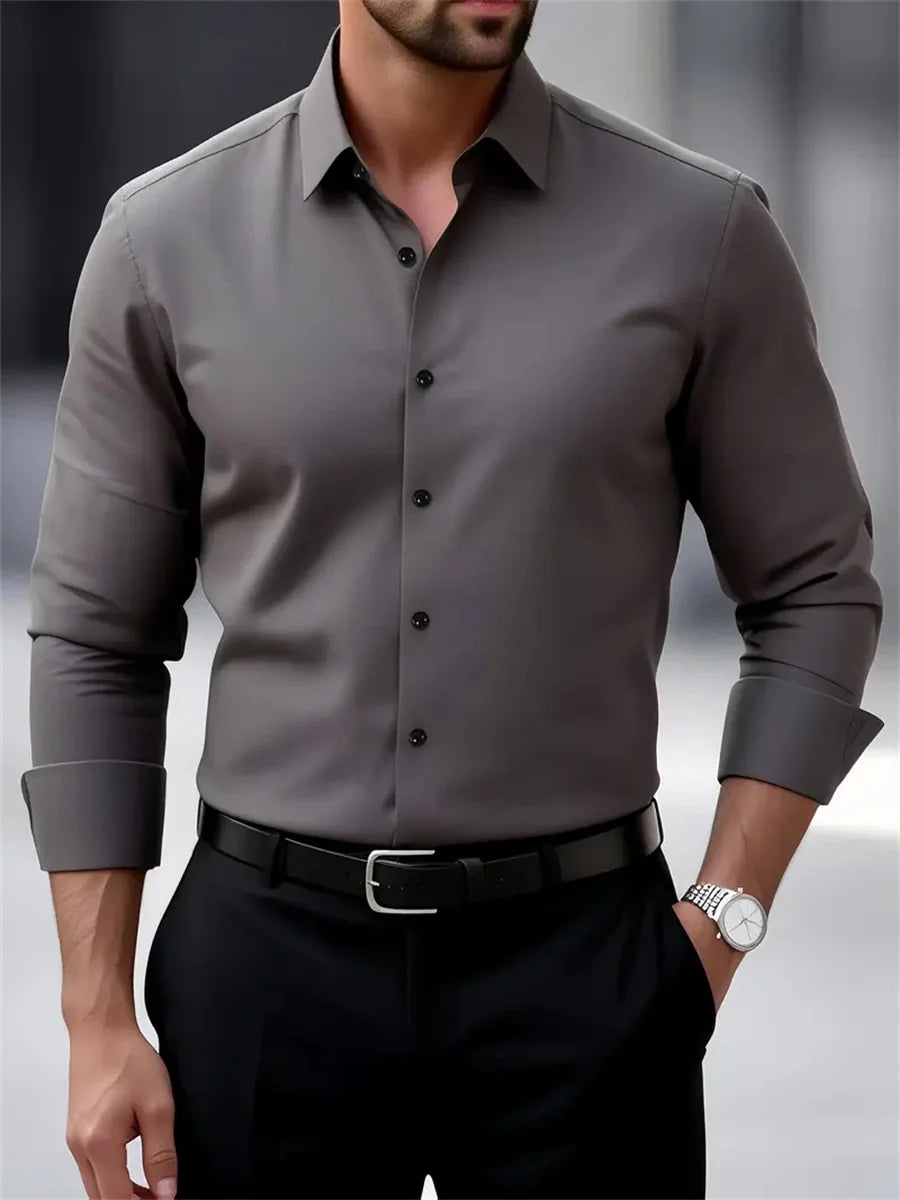Men's Dress Shirt – Slim Fit Wrinkle-Free Essential for Professional Wear — detail view