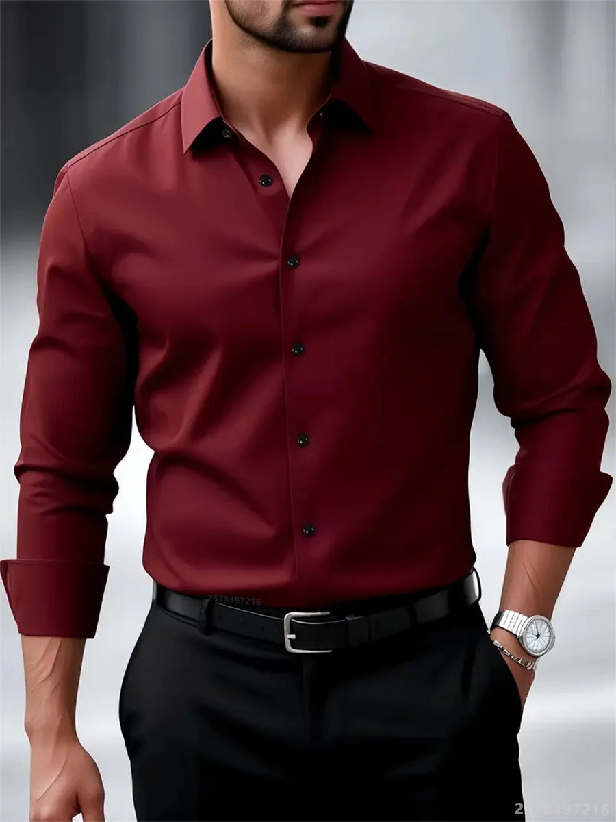 Men's Dress Shirt – Slim Fit Wrinkle-Free Essential for Professional Wear — styling detail