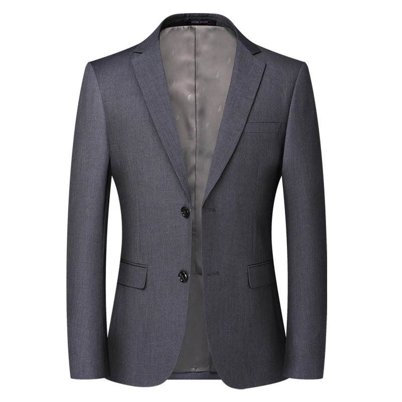 Men's Grey Blazer Jacket – Sophisticated Solid Color for Formal and Casual Wear — back view